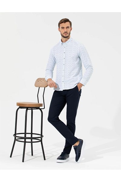 Pierre Cardin Navy Blue Slim Fit Canvas Παντελόνι G021SZ078.000.1588897.VR049