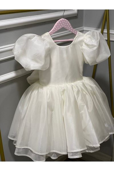 İPEKACOUTURE Κοριτσίστικο Φόρεμα Οργάντζα - Μπαλόνι Μανίκι