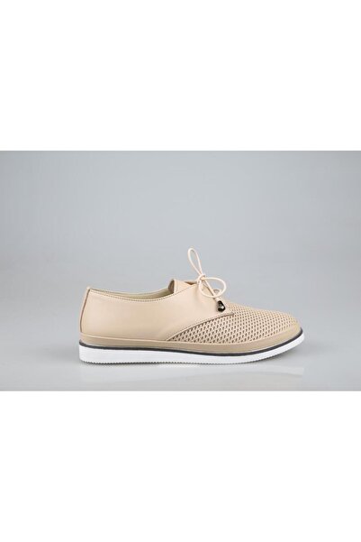 Castle Black 7021 Genuine Leather Orthopedic Cream Women's Daily Mother Shoes