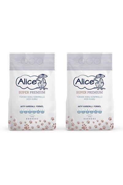 Alice Aktif Karbonlu Super Premium Topaklaşan Kedi Kumu 2x10 Lt (20 Litre)