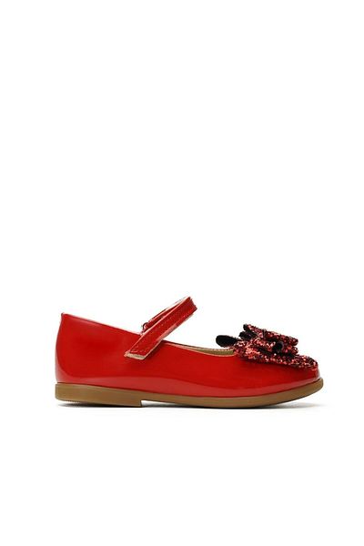 Bebbini Linda-double Bow Red Vegan Girl's Ballerinas