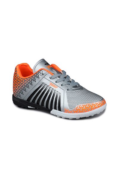 Jump 28378 Ασημί Χρώμα - Μαύρα Unisex Παιδικά Παπούτσια ποδοσφαίρου με τεχνητό χλοοτάπητα