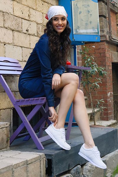 Jump 22211 Tenis de damă cu piele albă Pantofi sport casual