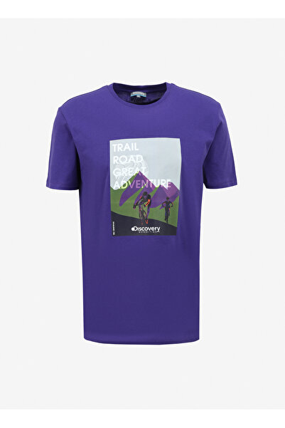 Discovery Expedition Mor Erkek Bisiklet Yaka Relaxed Baskılı T-shirt D4sm-tst...