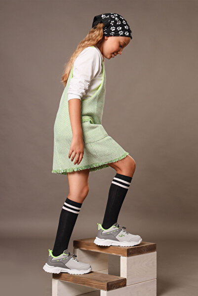 Jump 27780 Gri - Neon Yeşil Üniseks Çocuk Sneaker Günlük Spor Ayakkabı