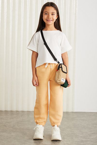 GRIMELANGE INGRID-GRM24033 75% Baumwolle 25% Polyester mit Zieretikett gerippter Faden Mädchen Jogger Puppy Bosom