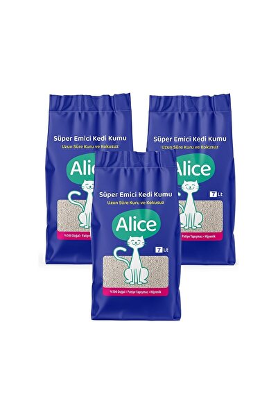 Alice Süper Emici Kalın Taneli Kedi Kumu 3'lü Eko Paket 21 Lt.