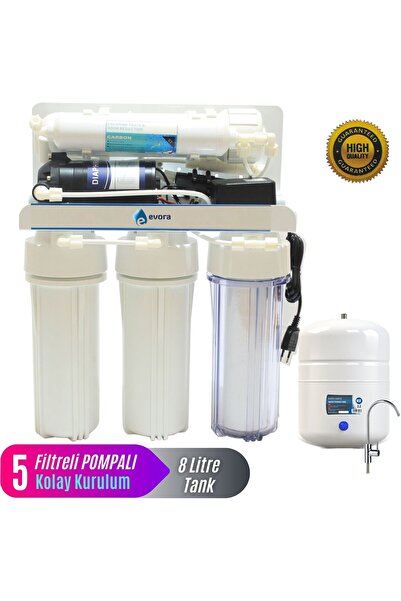 Evora Su Arıtma Cihazı 8 Lt Açık Kasa 5 Filtreli Pompalı