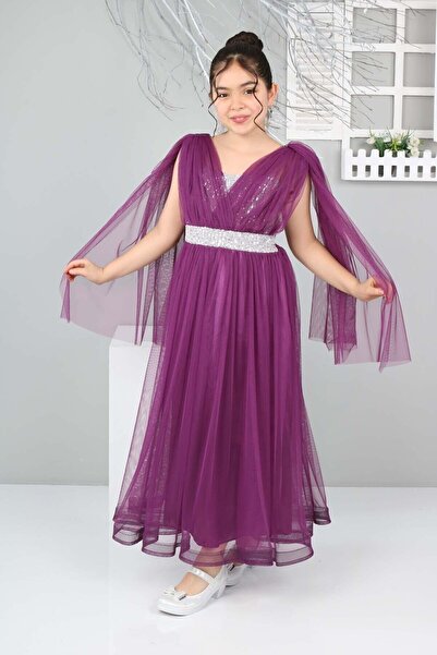 Asortix Çocuk Abiye- Gece Elbisesi - Mezuniyet Kıyafeti -pul Payet-9 Yaş- 10 ...