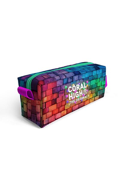 Coral High 22069 Μοντέλο Graffiti Written Pink and Navy Blue Pencil Bag - Kids