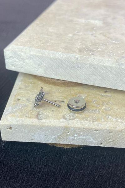 Jaida Moda Unisex Silver Gothic Skull and Wing Figured Rhinestone Steel Stud Earrings