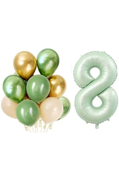 parti sürprizi مجموعة بالونات لاتكس ريترو باللون الأخضر المائي لعمر 8 سنوات