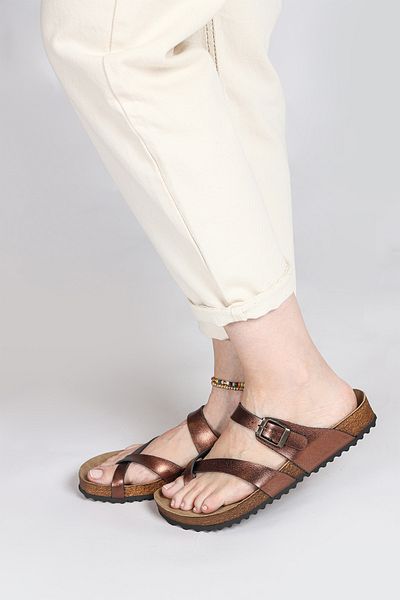 Jump 50008 Damen-Flip-Flops mit einer Schnalle in Bronze