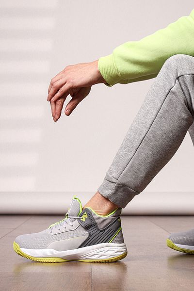 Jump 22501 Grau – neongrüne Herren-Basketball-Sneaker