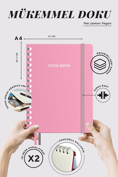 Victoria's Journals Nota Bene Spiral Premium Hard Cover Notebook, 21x29.7 cm, Striped
