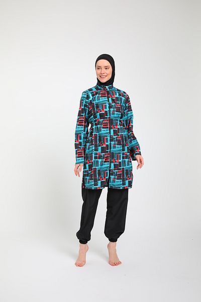 Chelly PATTERNED FULL COVER ZIPPERED TESETURY SWIMSUIT