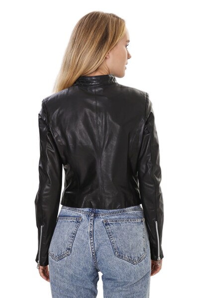 Franko Armondi Kadın Gerçek Deri Spor Mont Siyah Bk-1555 19916 Fa4