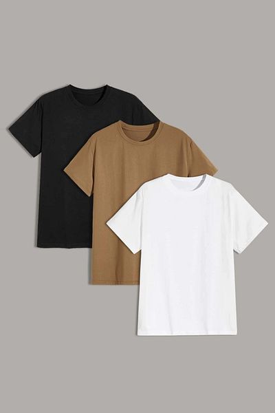 MODAGEN Μπλουζάκι Unisex 3 τεμαχίων μαύρο ανοιχτό καφέ λευκό υπερμεγέθη