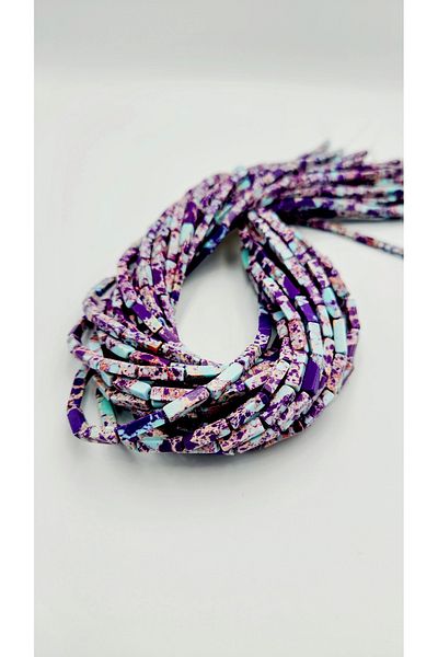 Yüksel Boncuk 4X13 mm Angular Variscite (Purple with Blue Spots) Stone Natural Stone Strand
