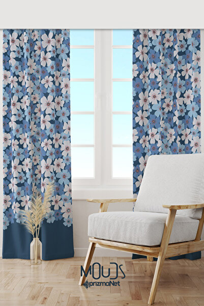 Moud's Nowon 1 Desenli Süet Oturma Odası Salon Fon Perde Baskılı Ekstrafor Bü...