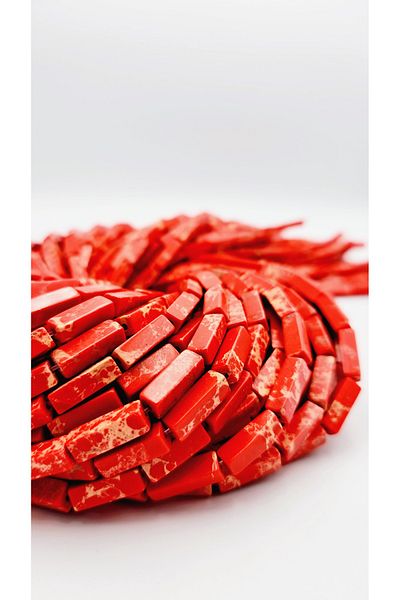 Yüksel Boncuk 4X13 mm Red Cornered Variscite Stone Natural Stone String