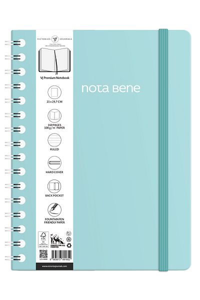 Victoria's Journals Nota Bene Spiral Premium Hard Cover Notebook, 21x29.7 cm, Striped