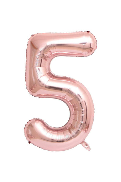 BEST PARTİ DOĞUM GÜNÜ PARTİ SÜSLERİ 5 Rose Gold Number Foil Balloons 80 cm