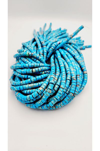 Yüksel Boncuk Δίσκος 6x3 mm (Μπλε) Σειρά φυσικών πολύτιμων λίθων Variscite