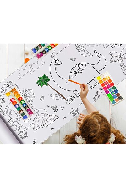 woody toys Sevimli Dinazorlar Dev Boyama Kağıdı 2.5 Metre Tatil Aktivite Rulo...