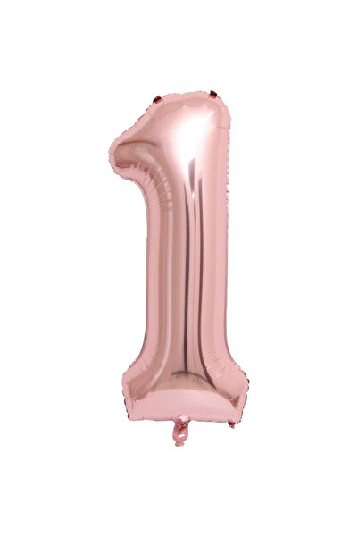 BEST PARTİ DOĞUM GÜNÜ PARTİ SÜSLERİ 1 بالون فويل بأرقام ذهبية وردية 80 سم