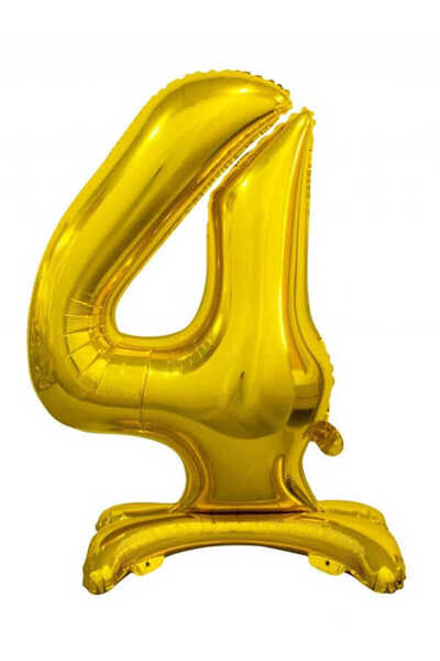 BEST PARTİ DOĞUM GÜNÜ PARTİ SÜSLERİ 4 Gold Color Footed Number Foil Balloons ...