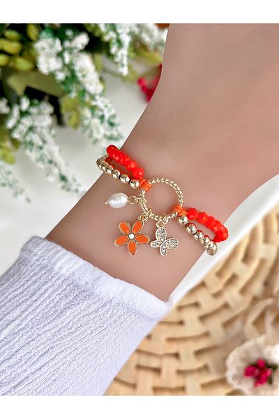 KBC STORE Lucky Flower and Butterfly Patterned Bracelet