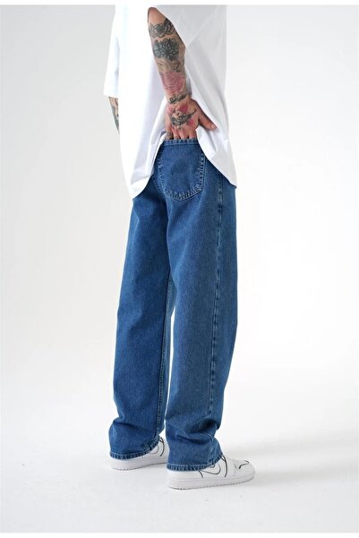 çerme Men's Relaxed Baggy Dark Blue Jean Pants