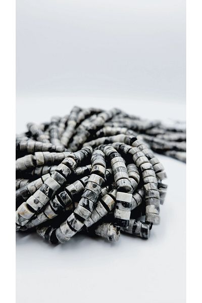 Yüksel Boncuk 6x3 mm Disc (Grey) Jasper Stone Natural Stone String