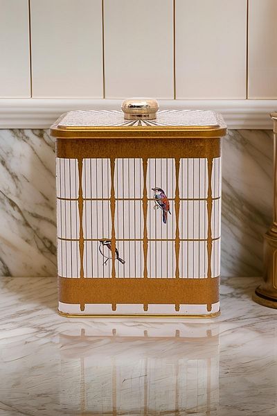 EVLE Er023-t7 Bird Cage Patterned Square Metal Storage Container 12x12 Cm