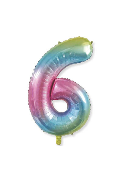 RÖNESANS PARTİ 6 بالونات فويل بأرقام قوس قزح 80 سم