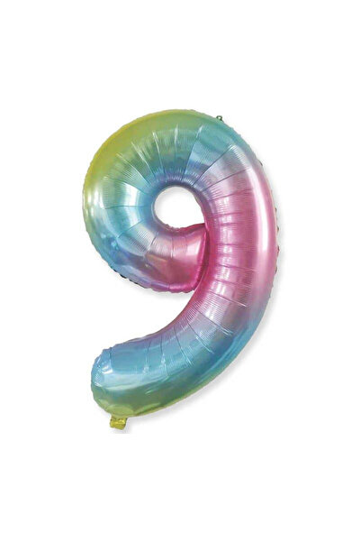 STAR PARTY 9 بالونات فويل بأرقام قوس قزح 80 سم