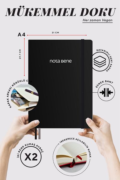 Victoria's Journals Nota Bene Premium Hard Cover Notebook, 21x29 cm, Striped