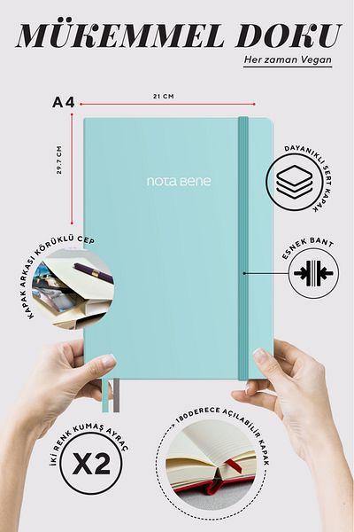 Victoria's Journals Caiet Nota Bene Premium cu copertă rigidă, 21x29 cm, cu rigle