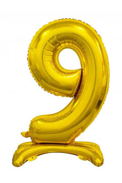 Generic Brand 9 Gold Color Footed Number Foil Balloon 76 cm