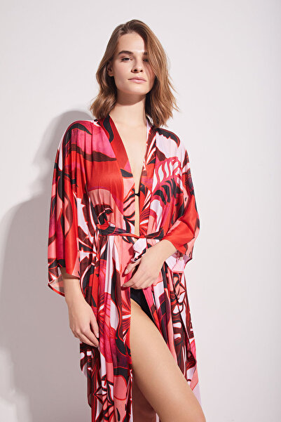 Kom Tina Desenli Uzun Pareo Elbise