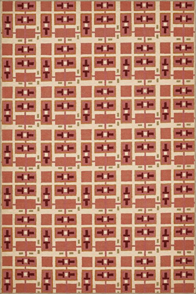 Rugs Modern Halı Orange Red Themed Mixed Geometric Shape Patterned Modern Dec...