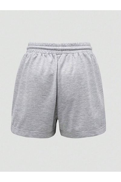 MODARİCH Expression Shorts - Gray Printed High Waist Knitted Women's Pockets