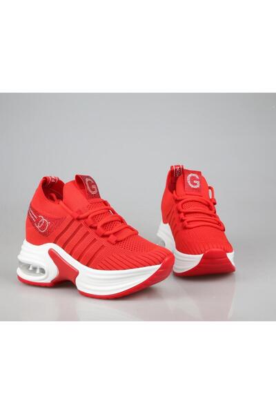 Guja 24y300-14 Dolgu Topuk Kırmızı Kadın Sneakers