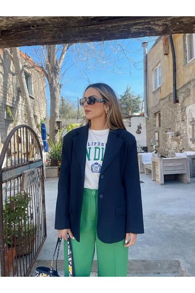 My Blog Dámská tmavě modrá bunda Polyviscon Blazer