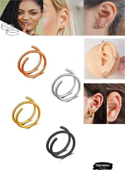 Takıparkxs Unisex Septum Lip Cartilage Eyebrow Nose One Hole Use Double Look 4Pcs Speeding Earring