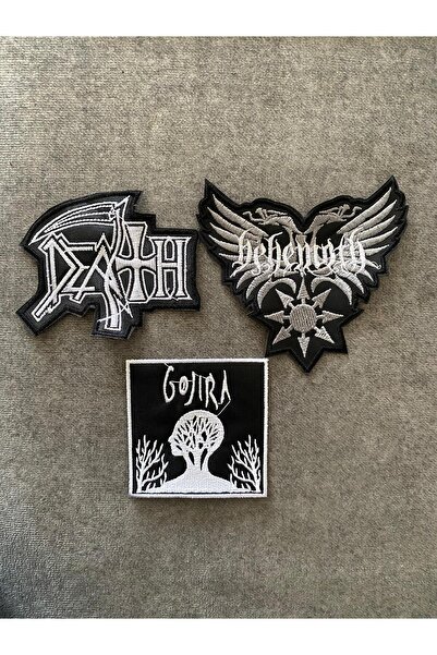 icase معدن الموت - مجموعة تطريز قابلة للخياطة مكونة من 3 قطع: عصابات، بيهيموث، جوجيرا، رقعة حجاب ديسيد