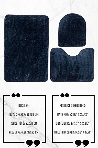 lohusahamile Набір з 3 предметів для ванної кімнати: килимок, рушник, мильниця 60X90 СИНІЙ