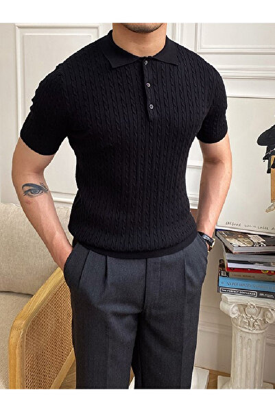 Livio Ferri Pánské Polo límec Bavlněné vlasy Tričko Slim Fit s krátkým rukávem a tenkým úpletem