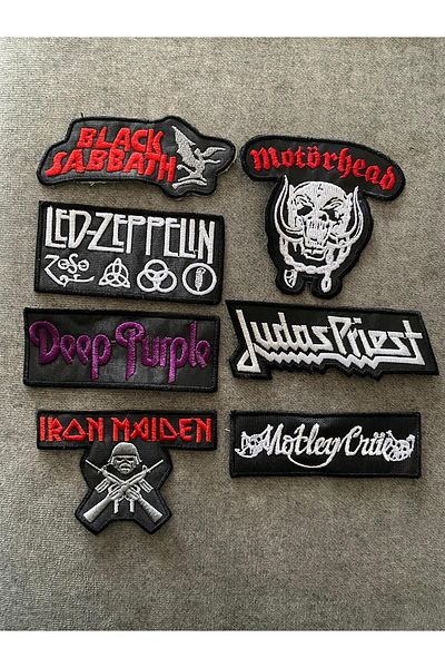 icase Metal Patch Grub - Set de plasturi Black Sabbath, Iron Maiden, Led Zeppelin, Motörhead și Judas Priest Peç